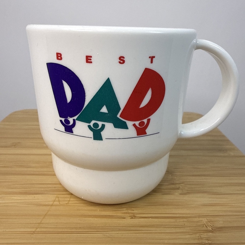Tupperware Coffee Mug Cup BEST DAD White‎ W/ Handle 2224 VTG 90s Retro